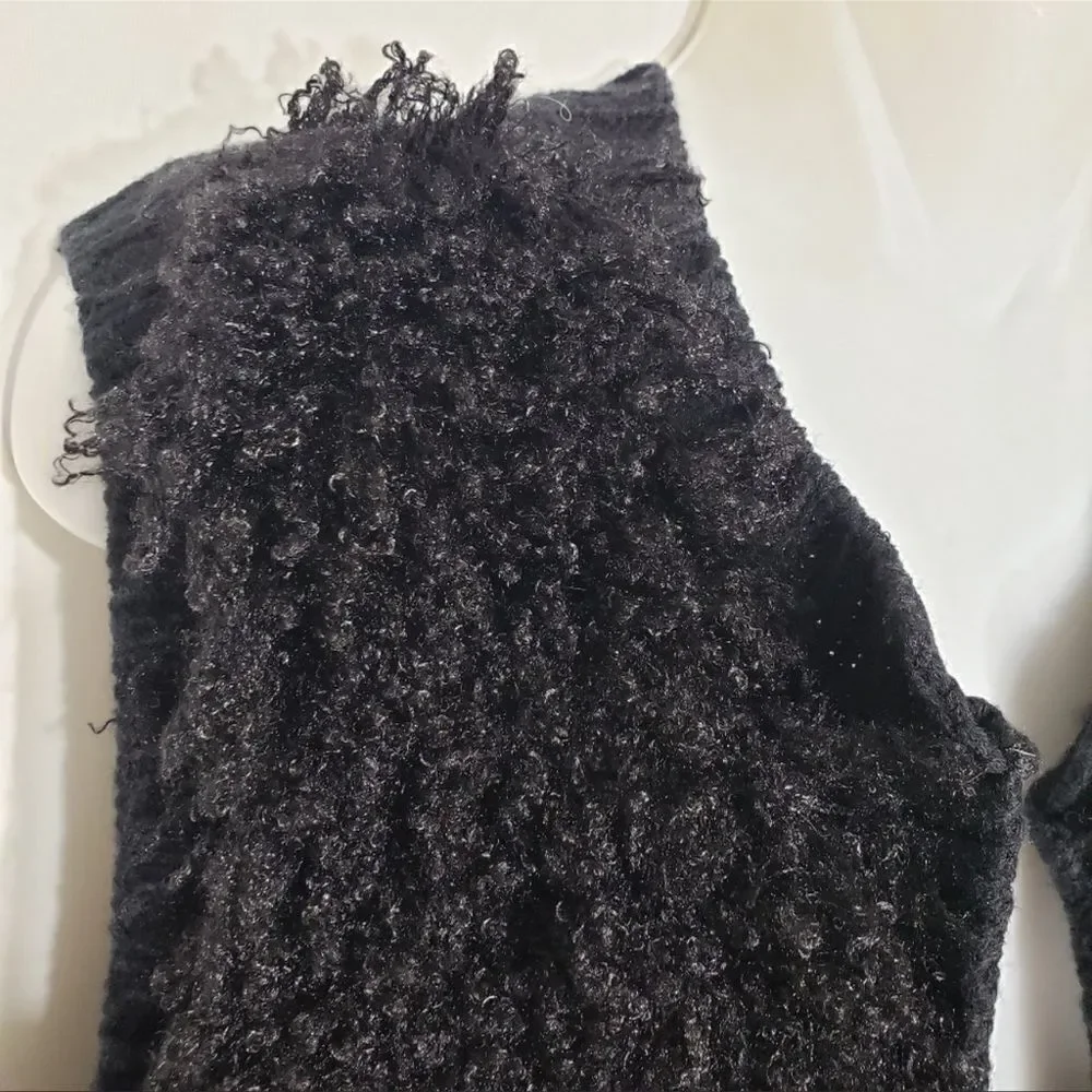 Eyeshadow soft vest Women L Faux Fur Black Open Front Sleeveless whimsigoth cozy